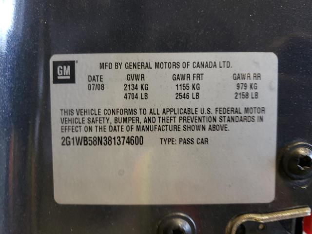 Photo 10 from auction – 2008 CHEVROLET IMPALA LS with VIN 2G1WB58N381374600