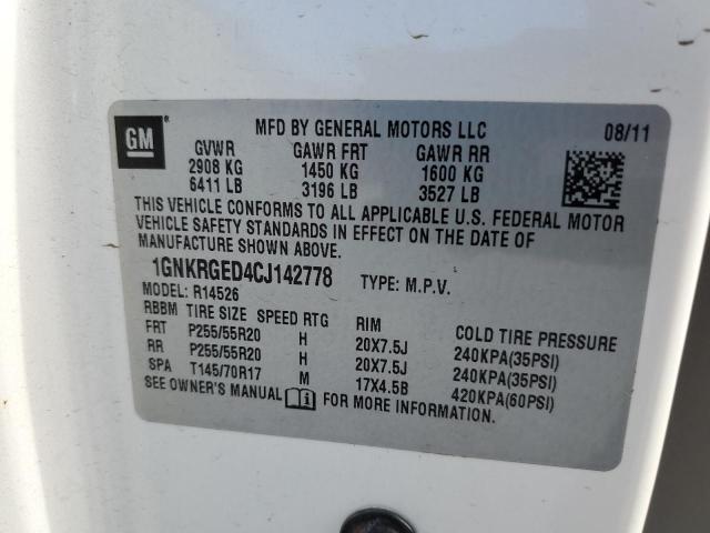 Photo 10 from auction – 2012 CHEVROLET TRAVERSE L with VIN 1GNKRGED4CJ142778