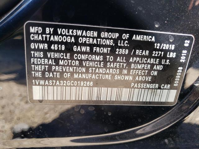 Photo 10 from auction – 2016 VOLKSWAGEN PASSAT S with VIN 1VWAS7A32GC019266