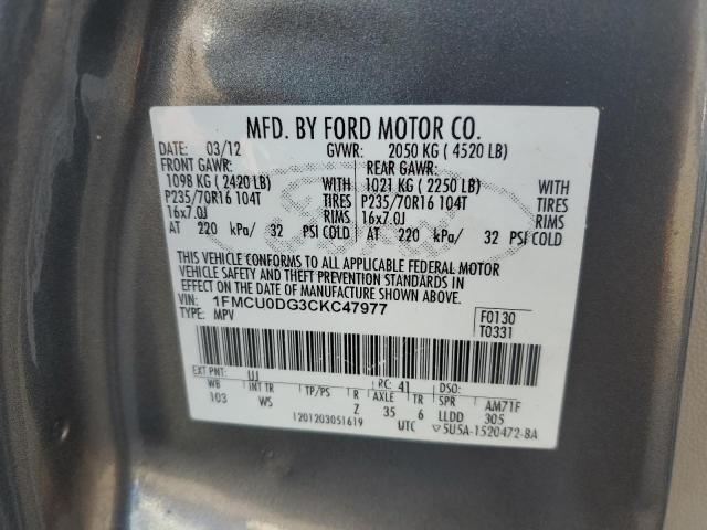 صورة رقم 10 من المزاد - 2012 FORD ESCAPE XLT مع VIN 1FMCU0DG3CKC47977