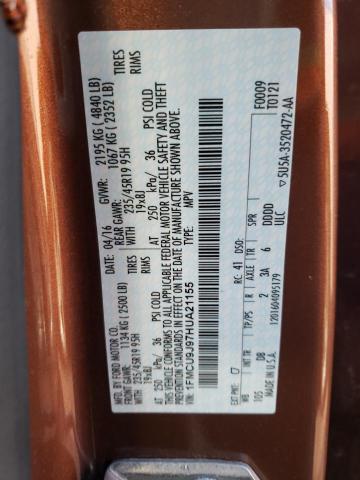 Photo 10 from auction – 2017 FORD ESCAPE TIT with VIN 1FMCU9J97HUA21155