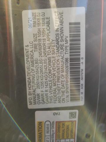 Photo 10 from auction – 2021 HONDA PILOT EXL with VIN 5FNYF6H58MB097086
