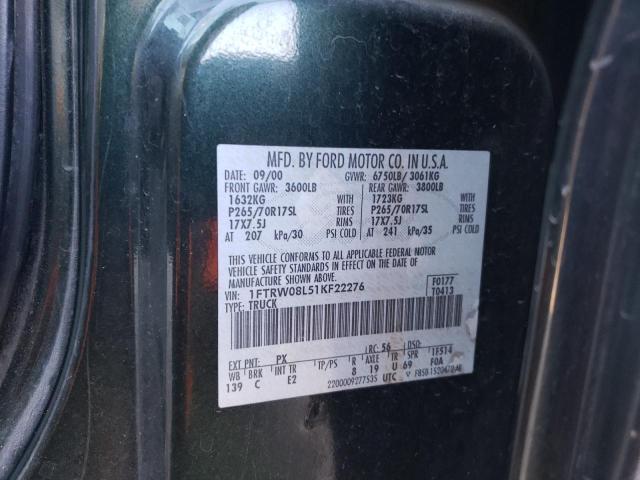Photo 10 from auction – 2001 FORD F150 SUPER with VIN 1FTRW08L51KF22276