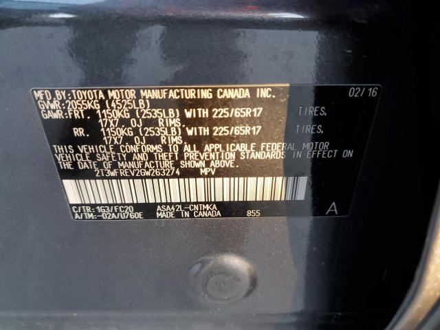 Photo 10 from auction – 2016 TOYOTA RAV4 XLE with VIN 2T3WFREV2GW263274