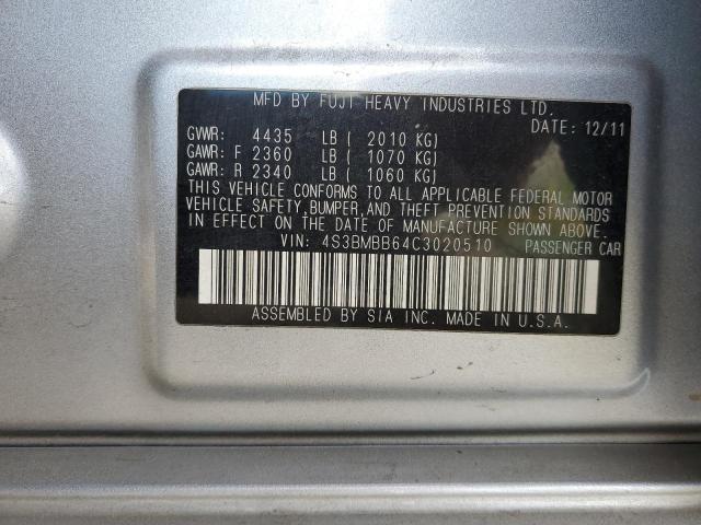 Photo 10 from auction – 2012 SUBARU LEGACY 2.5 with VIN 4S3BMBB64C3020510