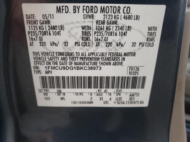 Photo 10 from auction – 2011 FORD ESCAPE XLT with VIN 1FMCU9DG1BKC38973