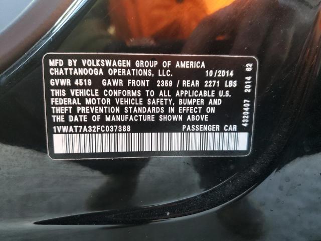 Photo 10 from auction – 2015 VOLKSWAGEN PASSAT S with VIN 1VWAT7A32FC037388