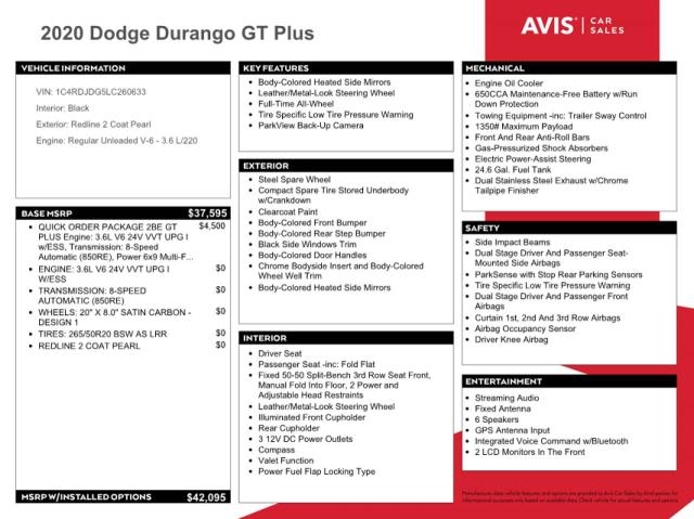 Photo 10 from auction – 2020 DODGE DURANGO GT with VIN 1C4RDJDG5LC260633