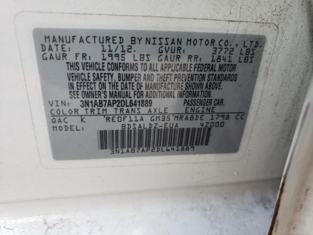 Photo 10 from auction – 2013 NISSAN SENTRA S with VIN 3N1AB7AP2DL641889