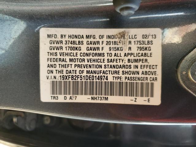 Photo 10 from auction – 2013 HONDA CIVIC LX with VIN 19XFB2F51DE014974