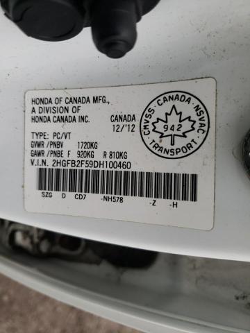 Photo 10 from auction – 2013 HONDA CIVIC LX with VIN 2HGFB2F59DH100460