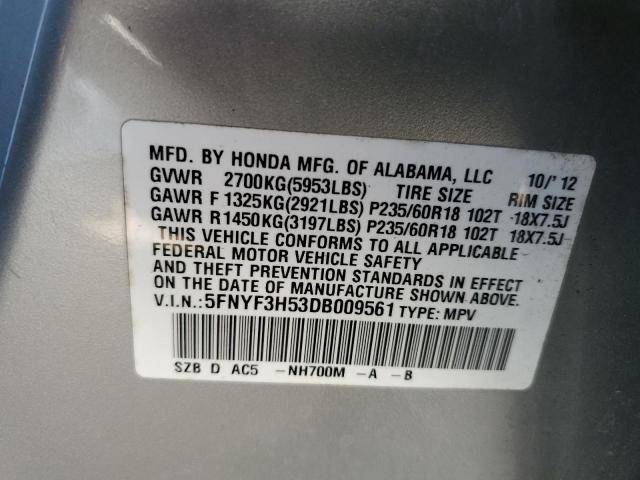 Photo 10 from auction – 2013 HONDA PILOT EXL with VIN 5FNYF3H53DB009561