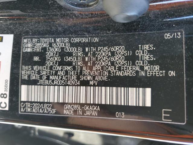 Photo 10 from auction – 2013 TOYOTA 4RUNNER SR with VIN JTEBU5JR0D5140934