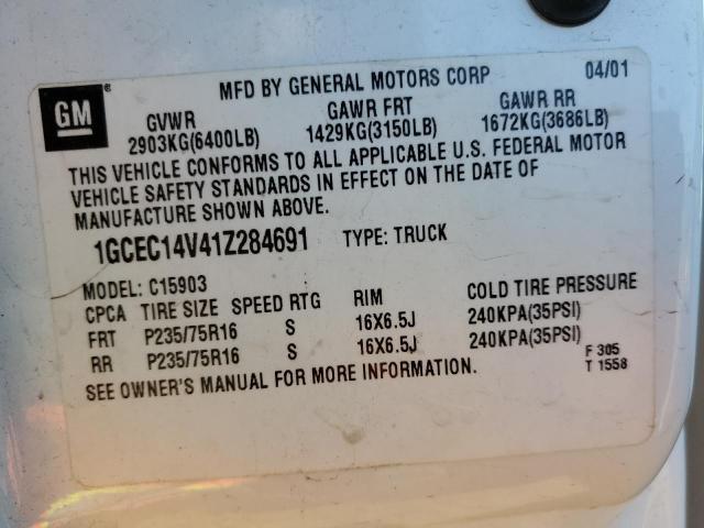 Photo 10 from auction – 2001 CHEVROLET SILVERADO with VIN 1GCEC14V41Z284691