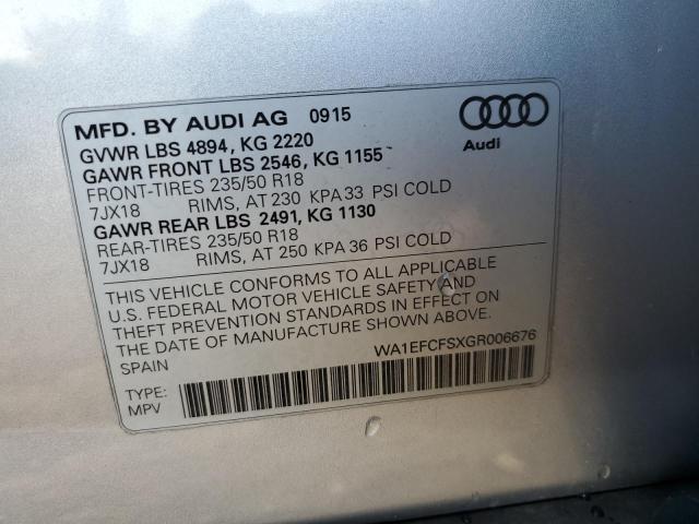 Photo 10 from auction – 2016 AUDI Q3 PREMIUM with VIN WA1EFCFSXGR006676