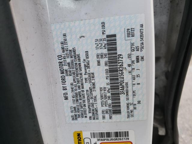 Photo 10 from auction – 2016 FORD FUSION SE with VIN 3FA6P0LU5GR262729