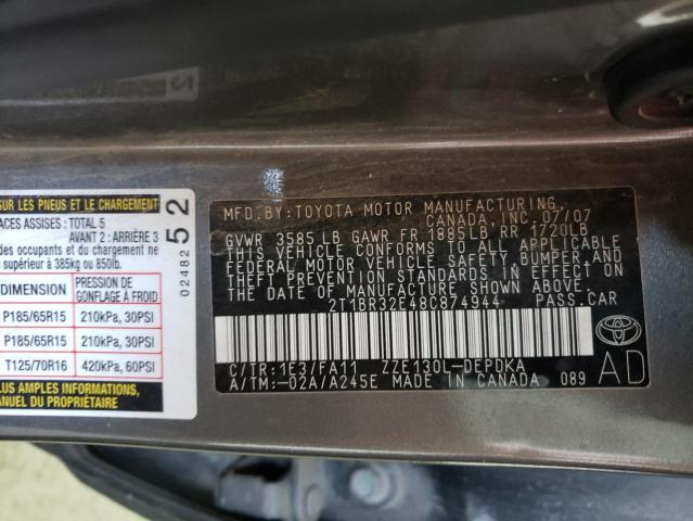 Photo 10 from auction – 2008 TOYOTA COROLLA CE with VIN 2T1BR32E48C874944