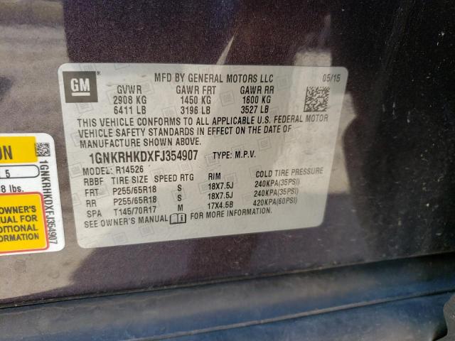 Photo 10 from auction – 2015 CHEVROLET TRAVERSE L with VIN 1GNKRHKDXFJ354907