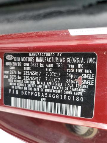 Photo 10 from auction – 2016 KIA SORENTO LX with VIN 5XYPGDA54GG180180