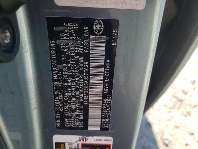 Photo 10 from auction – 2010 TOYOTA CAMRY BASE with VIN 4T1BF3EK5AU575638