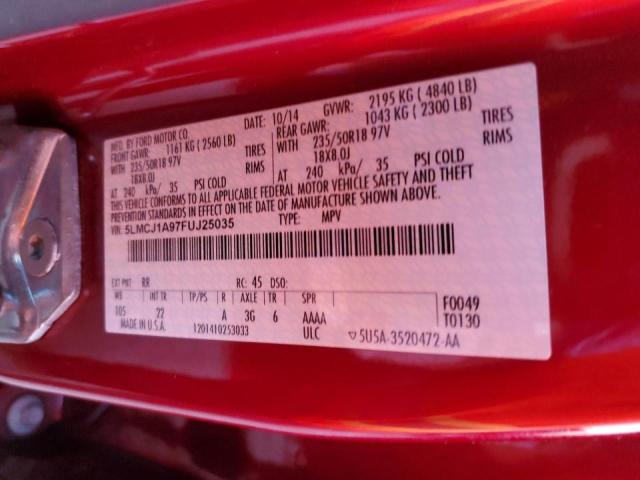 Photo 10 from auction – 2015 LINCOLN MKC with VIN 5LMCJ1A97FUJ25035