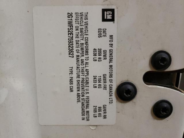 Photo 10 from auction – 2005 CHEVROLET IMPALA with VIN 2G1WF52E759323627
