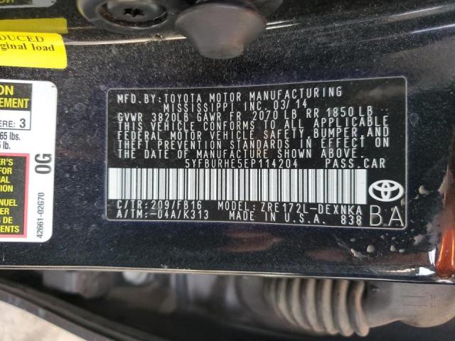 Photo 10 from auction – 2014 TOYOTA COROLLA L with VIN 5YFBURHE5EP114204