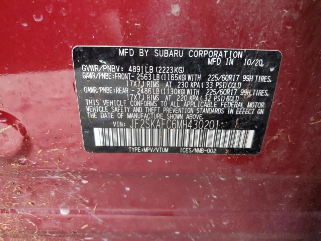 Photo 10 from auction – 2021 SUBARU FORESTER P with VIN JF2SKAFC6MH430201