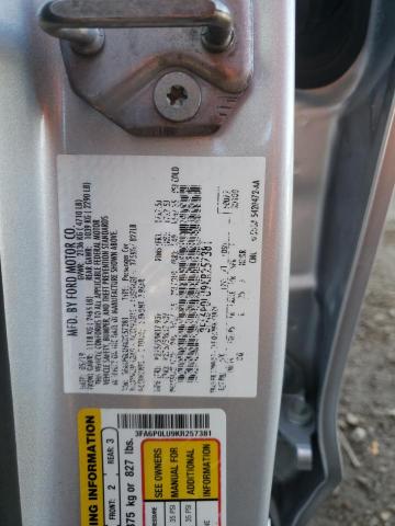 Photo 10 from auction – 2019 FORD FUSION SE with VIN 3FA6P0LU9KR257381