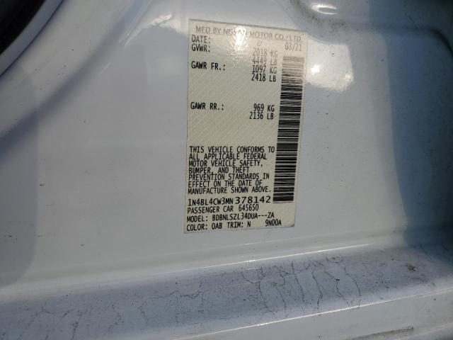 Photo 10 from auction – 2021 NISSAN ALTIMA SR with VIN 1N4BL4CW3MN378142