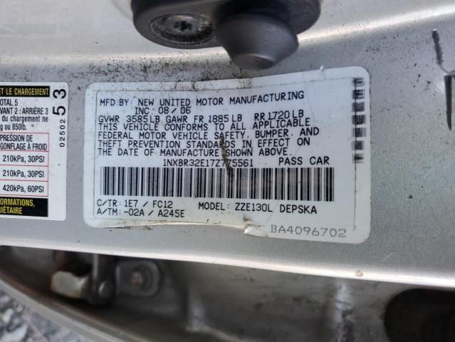 Photo 10 from auction – 2007 TOYOTA COROLLA CE with VIN 1NXBR32E17Z775561