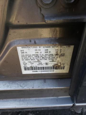 Photo 10 from auction – 2005 NISSAN ALTIMA SE with VIN 1N4BL11D35N401310