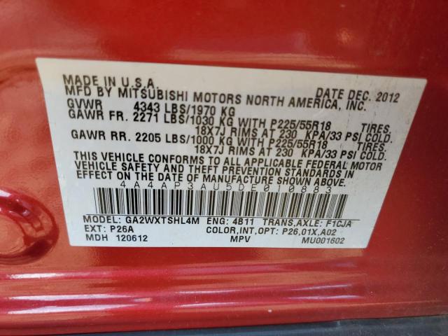Photo 10 from auction – 2013 MITSUBISHI OUTLANDER with VIN 4A4AP3AU5DE010883