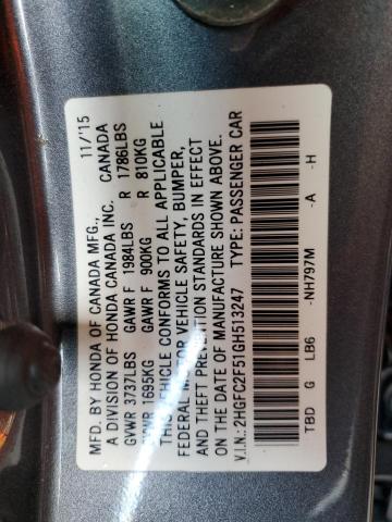 Photo 10 from auction – 2016 HONDA CIVIC LX with VIN 2HGFC2F51GH513247