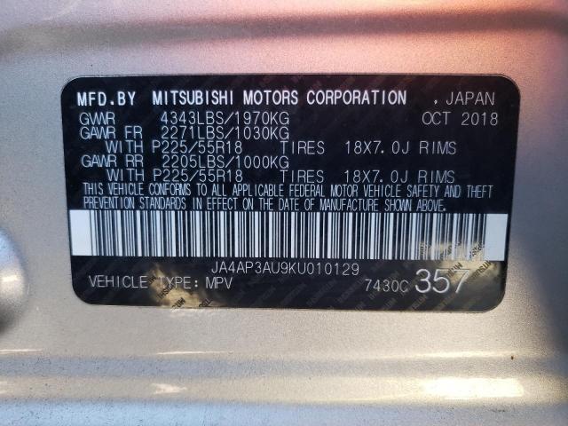 Photo 10 from auction – 2019 MITSUBISHI OUTLANDER with VIN JA4AP3AU9KU010129