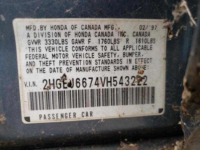 Photo 10 from auction – 1997 HONDA CIVIC with VIN 2HGEJ6674VH543222