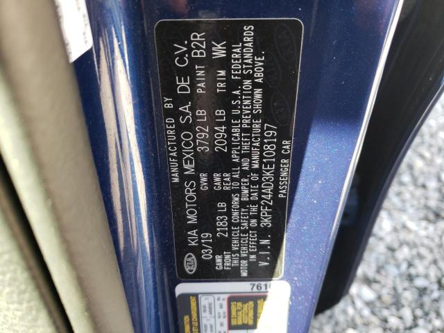 Photo 10 from auction – 2019 KIA FORTE with VIN 3KPF24AD3KE108197