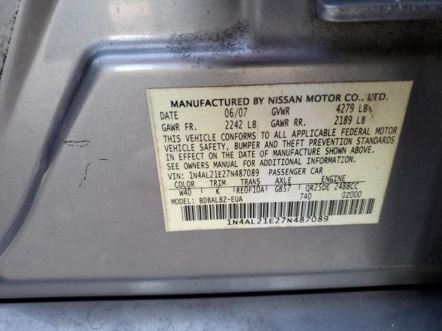 Photo 10 from auction – 2007 NISSAN ALTIMA 2.5 with VIN 1N4AL21E27N487089