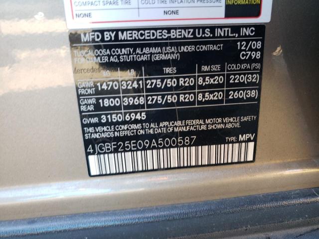 Photo 10 from auction – 2009 MERCEDES-BENZ GL with VIN 4JGBF25E09A500587