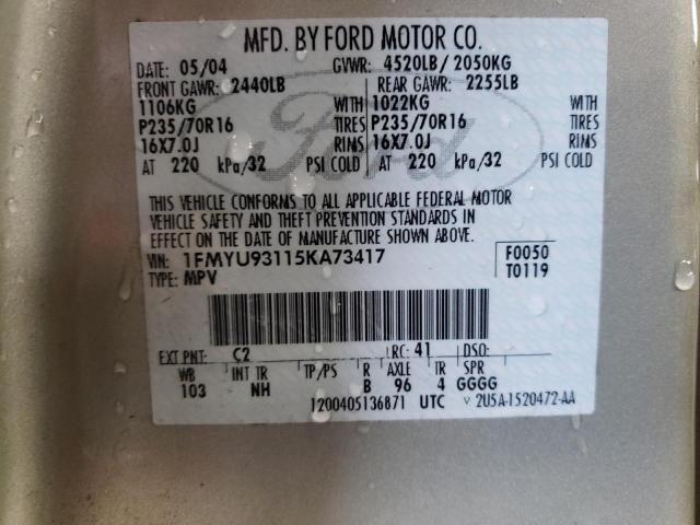 Photo 10 from auction – 2005 FORD ESCAPE XLT with VIN 1FMYU93115KA73417
