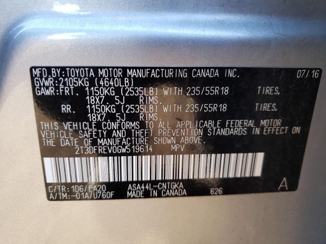 Photo 10 from auction – 2016 TOYOTA RAV4 LIMIT with VIN 2T3DFREV0GW519614