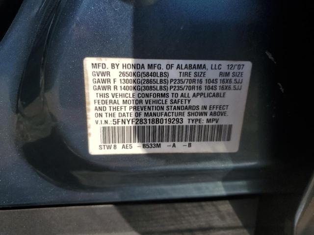Photo 10 from auction – 2008 HONDA PILOT SE with VIN 5FNYF28318B019293