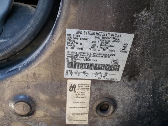 Photo 10 from auction – 2003 FORD F250 SUPER with VIN 1FTNW21P73EB82086