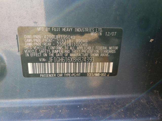 Photo 10 from auction – 2008 SUBARU IMPREZA 2. with VIN JF1GH616X8H824393
