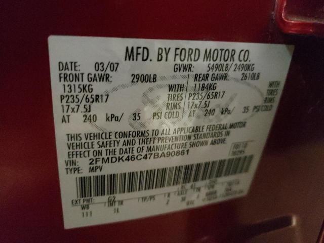 Photo 10 from auction – 2007 FORD EDGE SE with VIN 2FMDK46C47BA90861