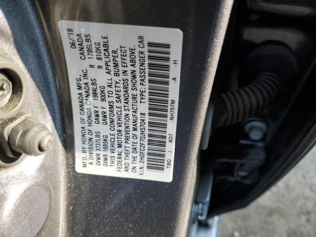 Photo 10 from auction – 2018 HONDA CIVIC EX with VIN 2HGFC2F70JH570418