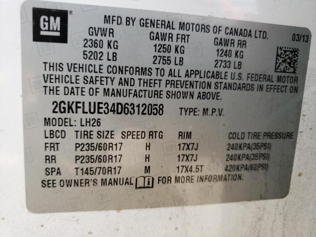 Photo 10 from auction – 2013 GMC TERRAIN SL with VIN 2GKFLUE34D6312058
