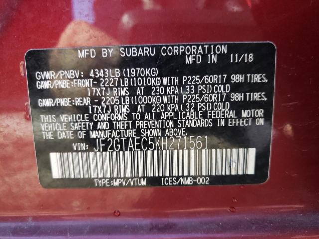 Photo 10 from auction – 2019 SUBARU CROSSTREK with VIN JF2GTAEC5KH271561