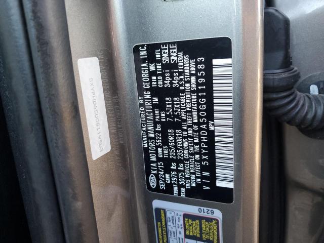 Photo 10 from auction – 2016 KIA SORENTO EX with VIN 5XYPHDA50GG119583