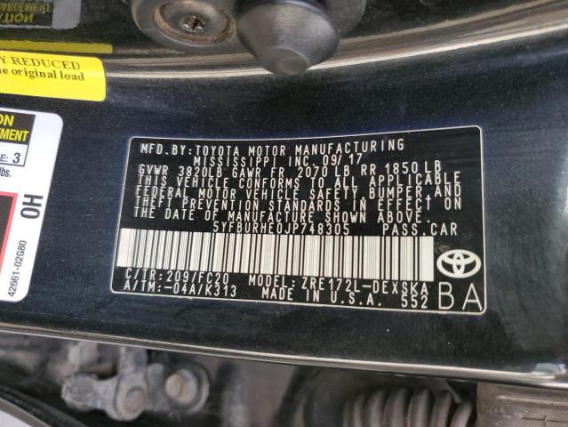 Photo 10 from auction – 2018 TOYOTA COROLLA L with VIN 5YFBURHE0JP748305